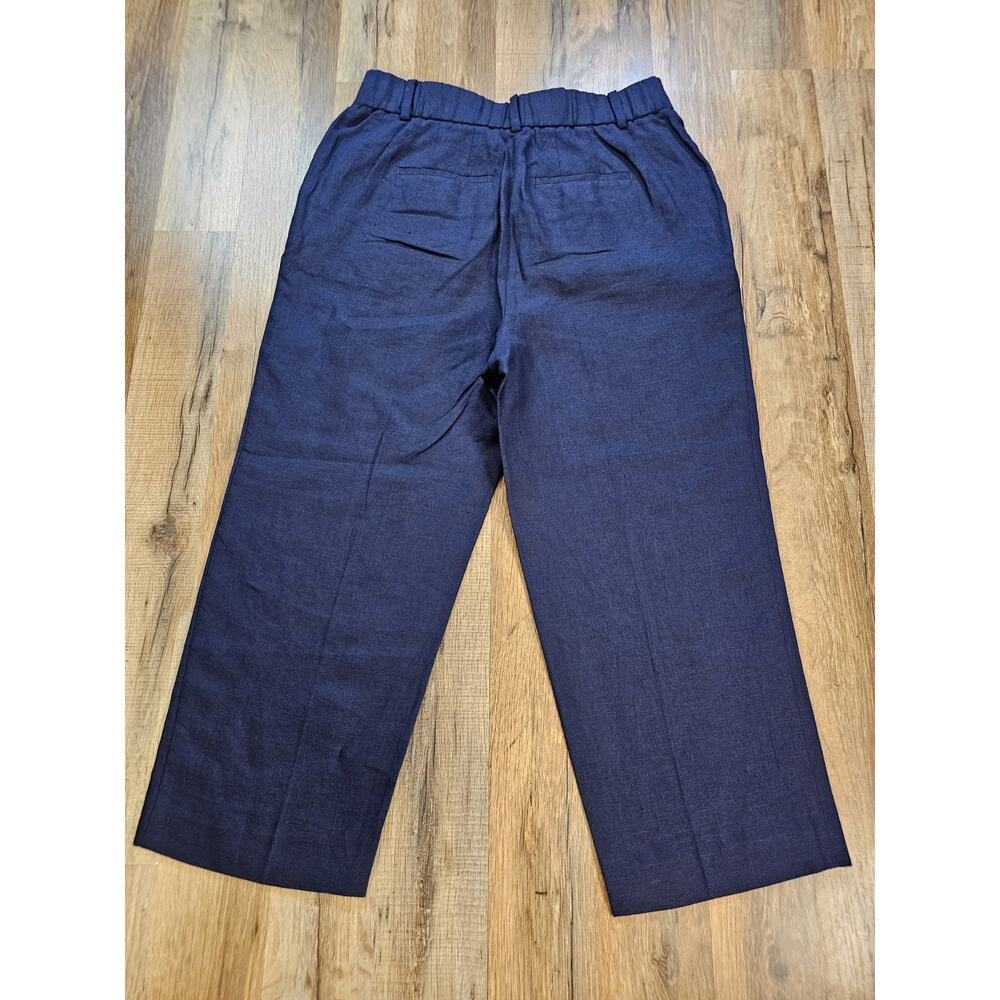 Talbots Bristol Crop Leg 100% Linen Pants Women’s Size 6P Navy High Rise - Picture 9 of 11